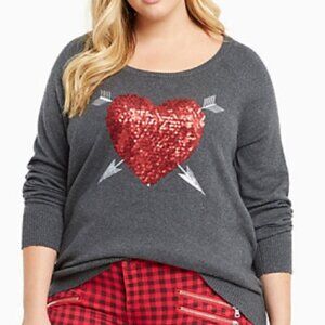 Torrid Sequin Slub Heart Sweater